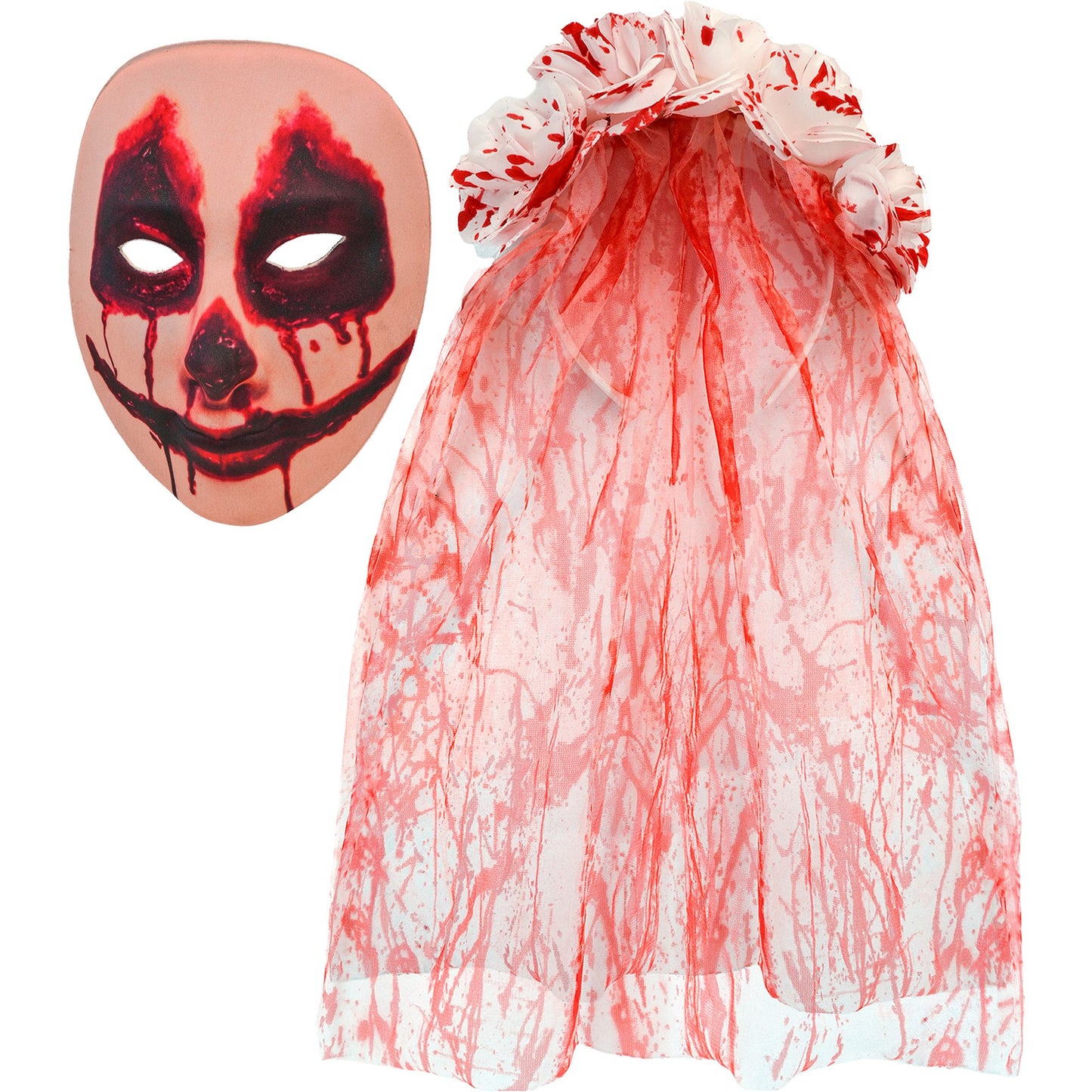 "MASKE MIT BLUTIGEM BRAUTSCHLEIDER UND BLUMEN" – Ansicht 3