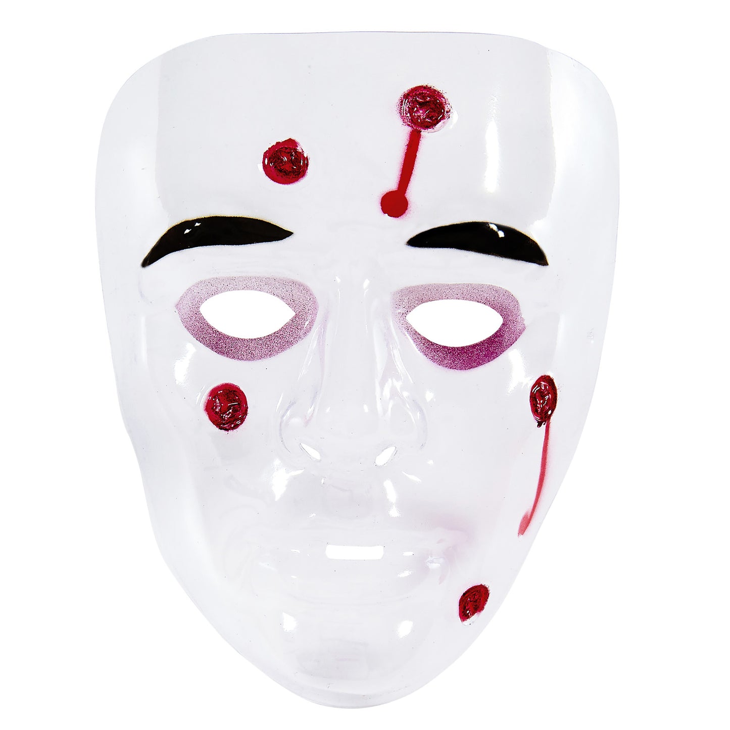 "MASKE MIT EINSCHUSSLÖCHERN AUS PVC" – Vorderansicht