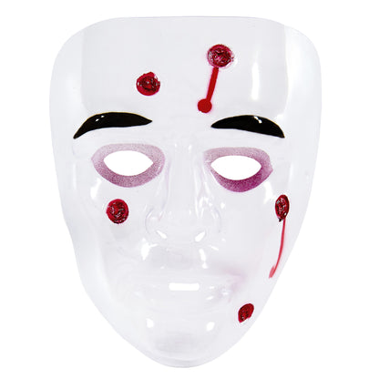 "MASKE MIT EINSCHUSSLÖCHERN AUS PVC" – Vorderansicht