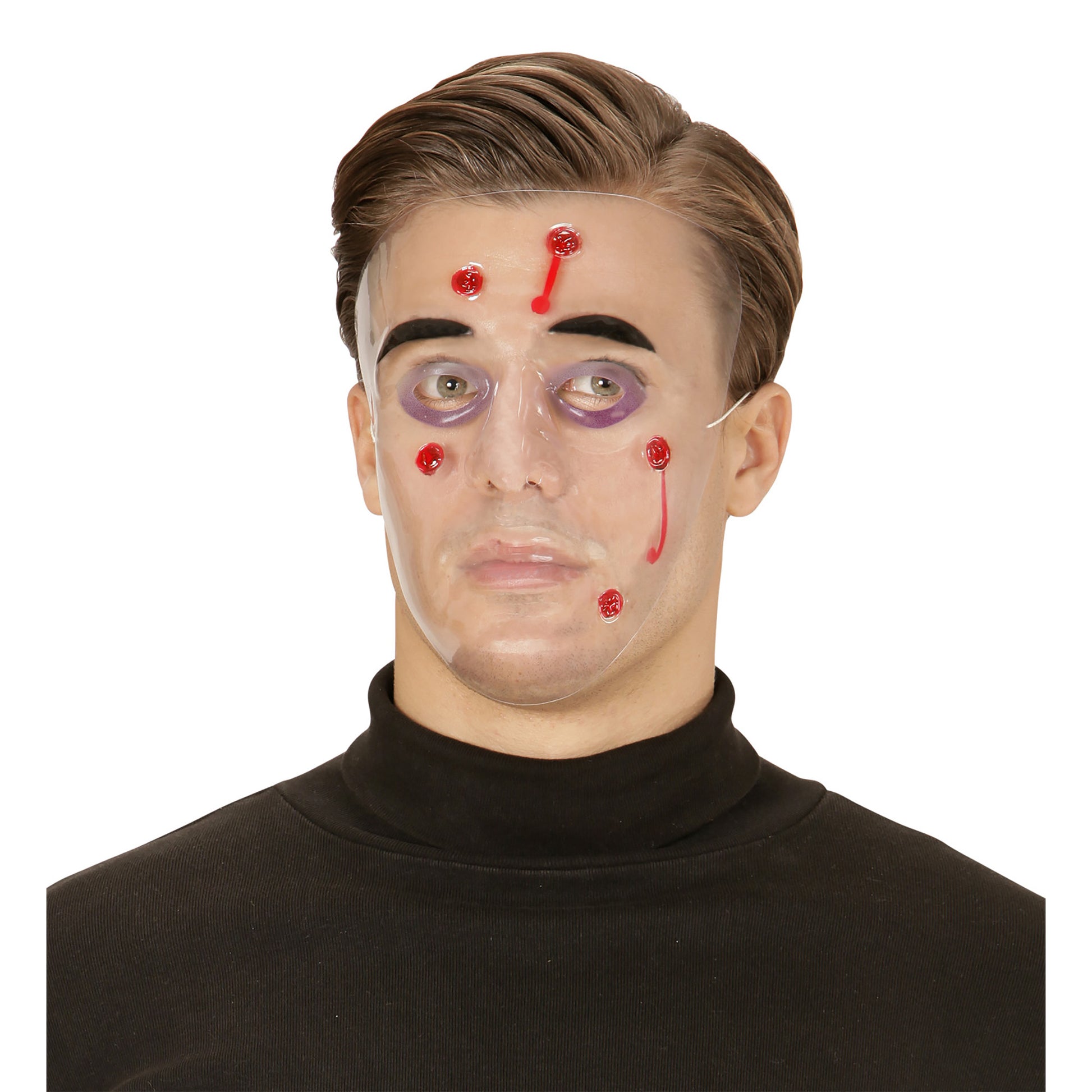 "MASKE MIT EINSCHUSSLÖCHERN AUS PVC" – Detailansicht