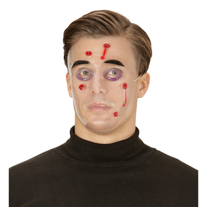 "MASKE MIT EINSCHUSSLÖCHERN AUS PVC" – Detailansicht