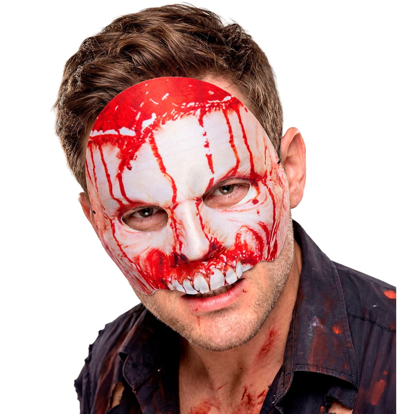 "MASKE PSYCHO KINNLOS BLUTIG AUS STOFF" – Detailansicht
