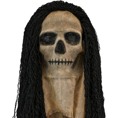 "MASKE TOTENKOPF MIT UMHANG UND HAAREN" – Vorderansicht