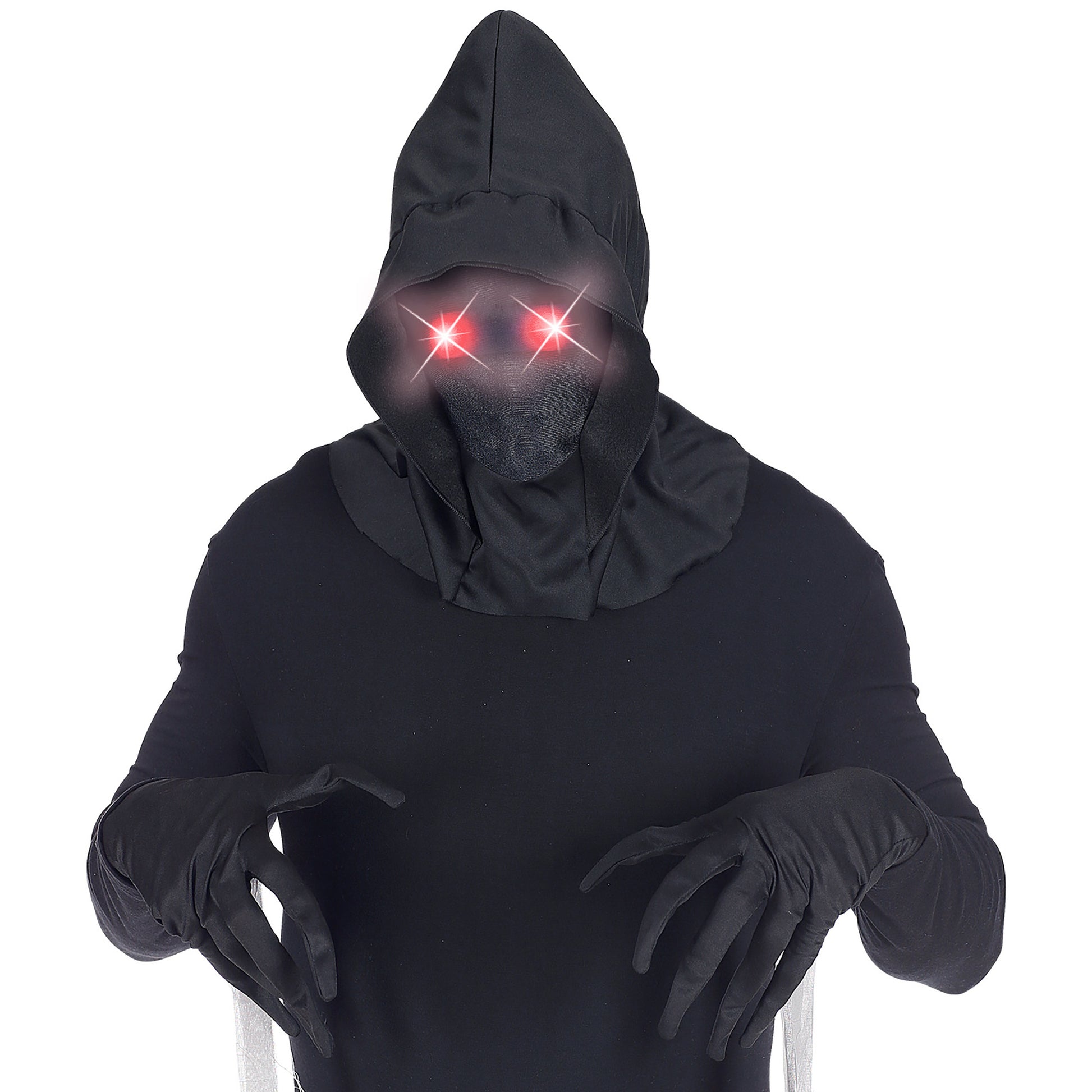 "MASKE UNSICHTBARES GESICHT MIT KAPUZE UND ROTEN LEUCHTENDEN AUGEN - FADE-IN-FADE OUT EFFEKT" – Ansicht 4