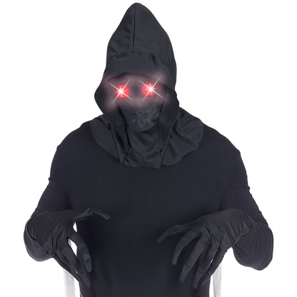 "MASKE UNSICHTBARES GESICHT MIT KAPUZE UND ROTEN LEUCHTENDEN AUGEN - FADE-IN-FADE OUT EFFEKT" – Ansicht 4