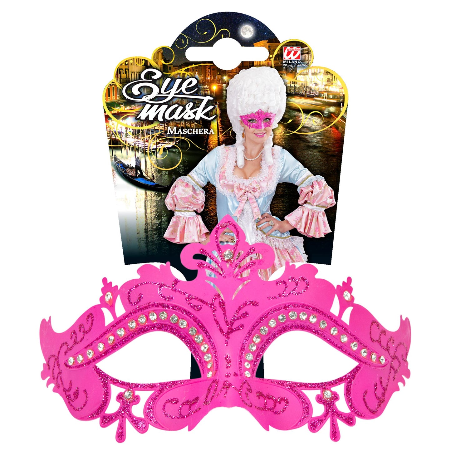 "MASKE VENEDIG PINK UND STRASS" – Detailansicht