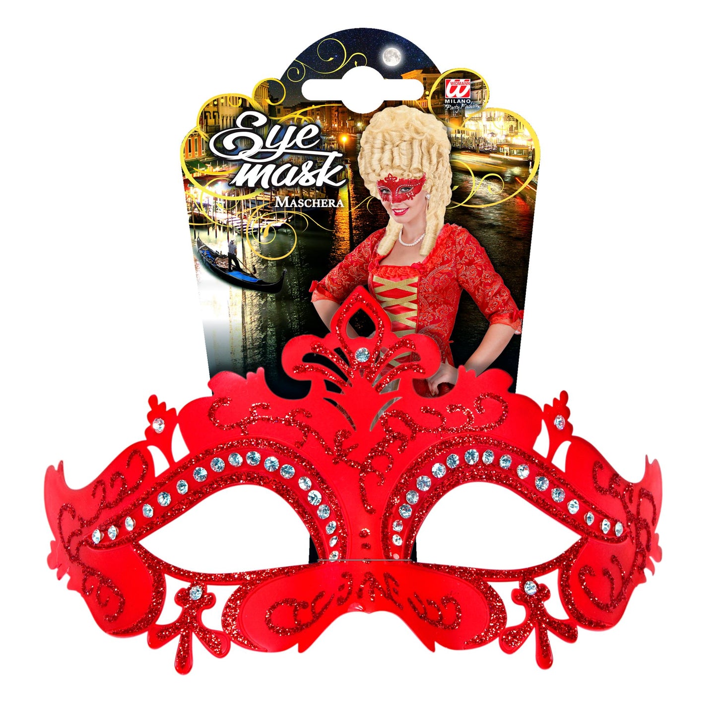 "MASKE VENEDIG ROT UND STRASS" – Detailansicht