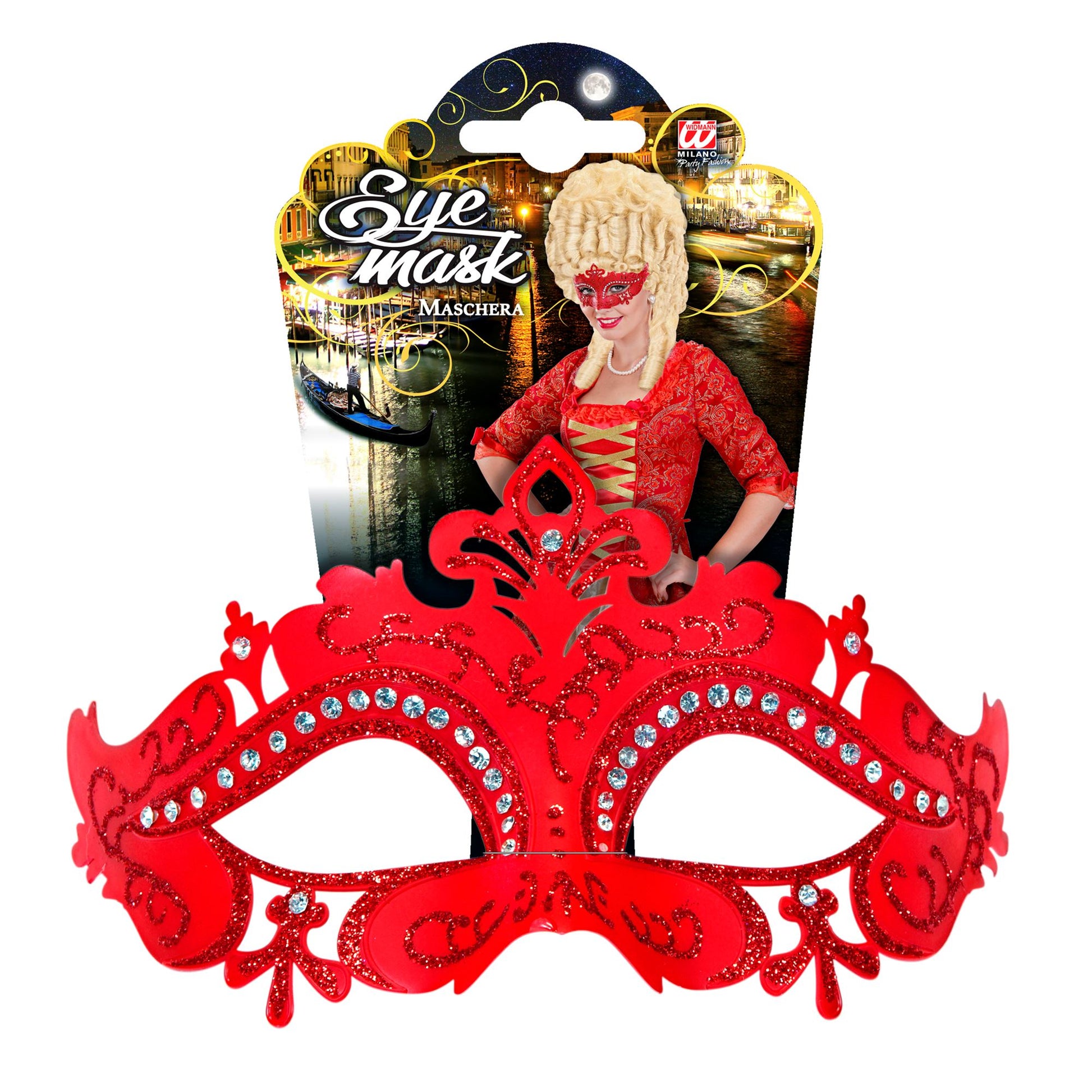 "MASKE VENEDIG ROT UND STRASS" – Detailansicht