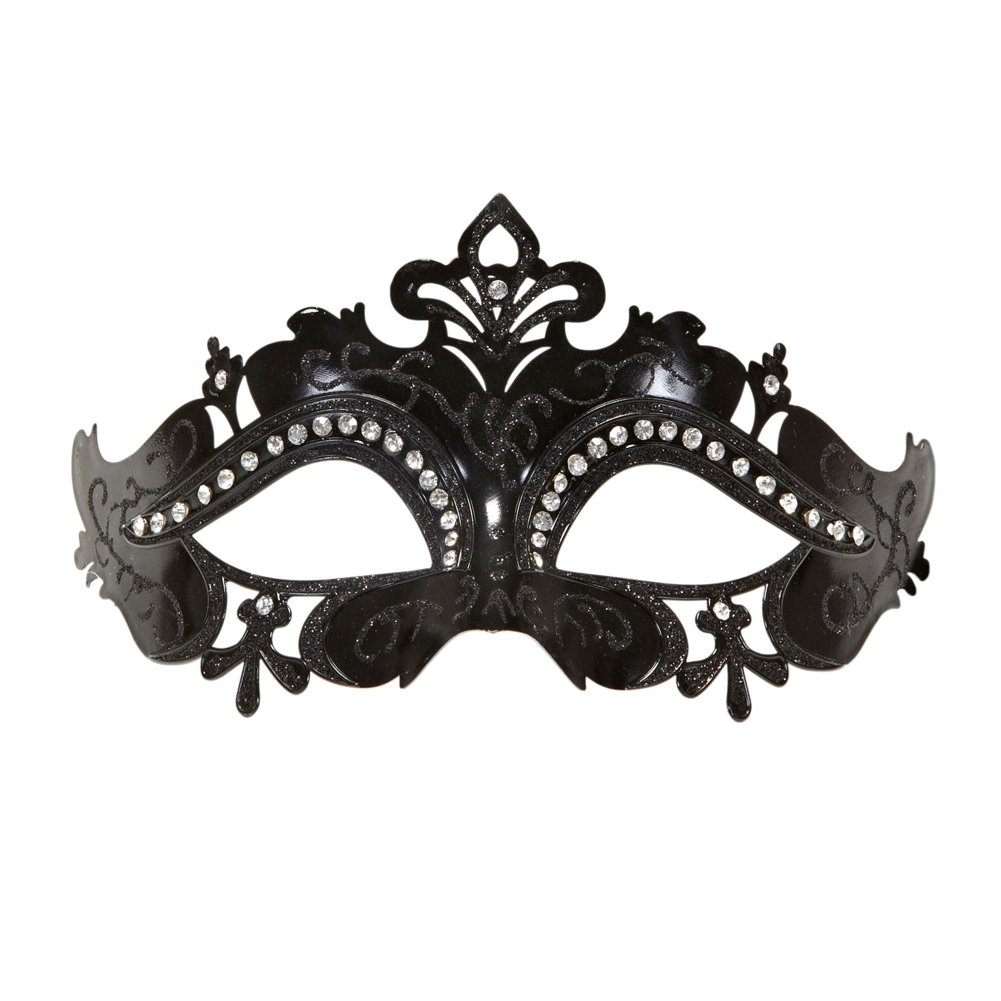 "MASKE VENEDIG SCHWARZ UND STRASS" – Vorderansicht
