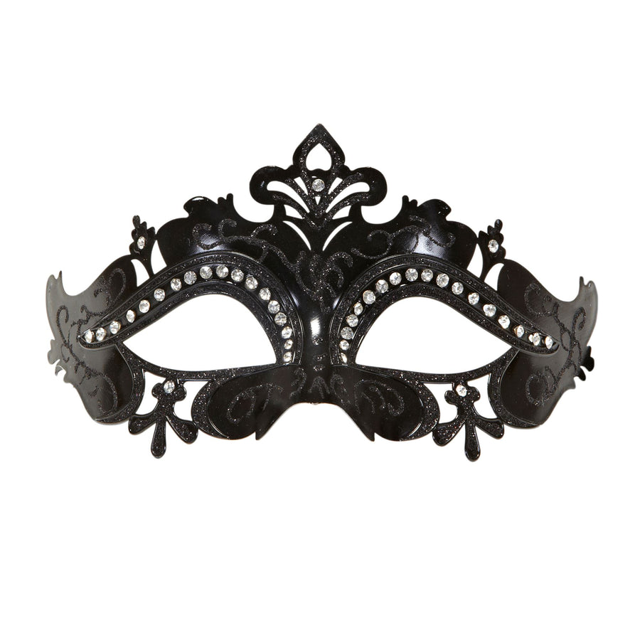 "MASKE VENEDIG SCHWARZ UND STRASS" – Vorderansicht