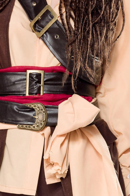Maskparadise Miss Sparrow Piratenkostüm Damen – Baumwolle & Samt – Seitenansicht