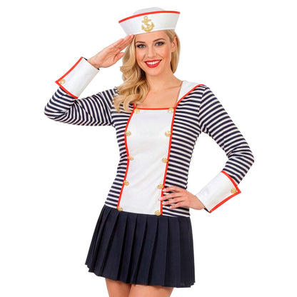 "MATROSIN" (Kleid mit Kragen, Mütze) – Vorderansicht