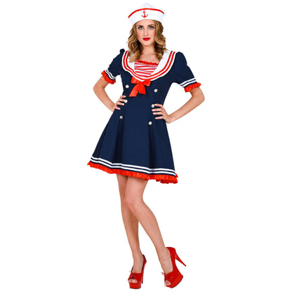 "MATROSIN" (Kleid, Netzunterrock, Mütze) – Detailansicht