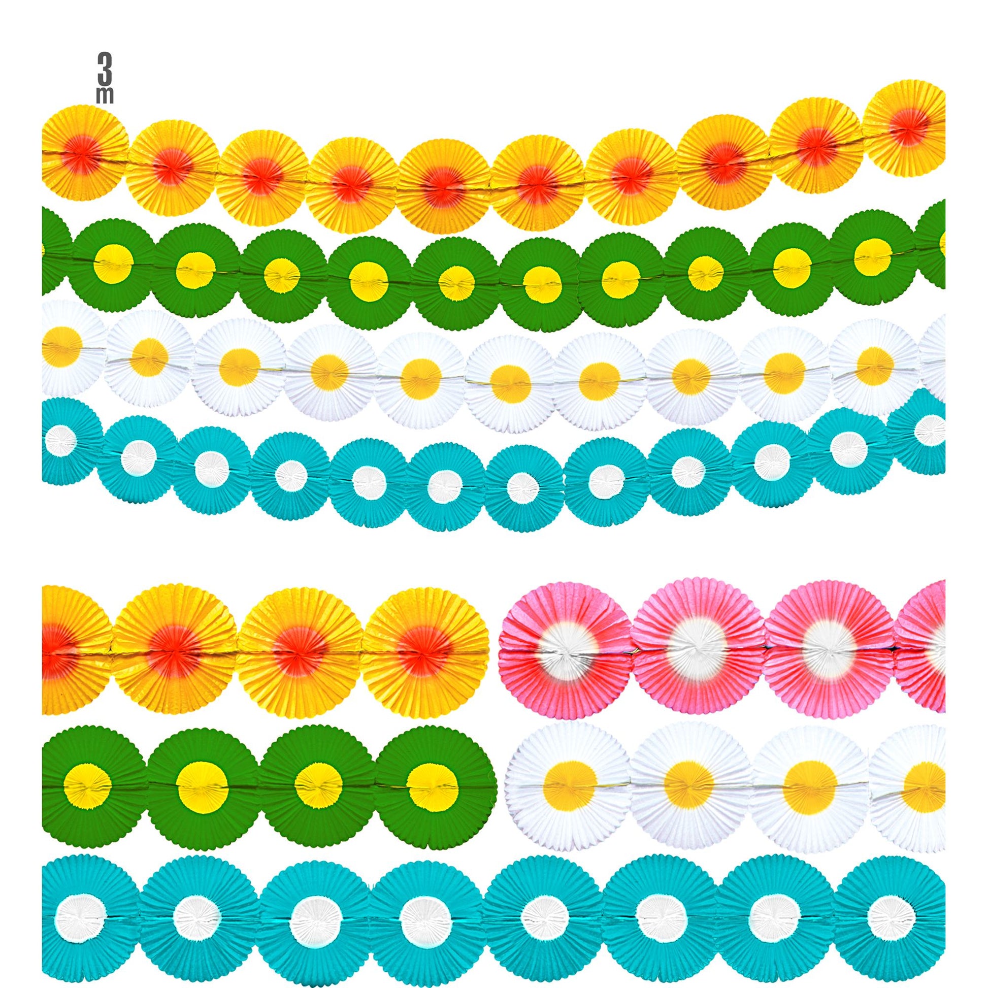 "MAXI BLUMEN-GIRLANDE" 3 m - sort. In 5 Farben – Vorderansicht