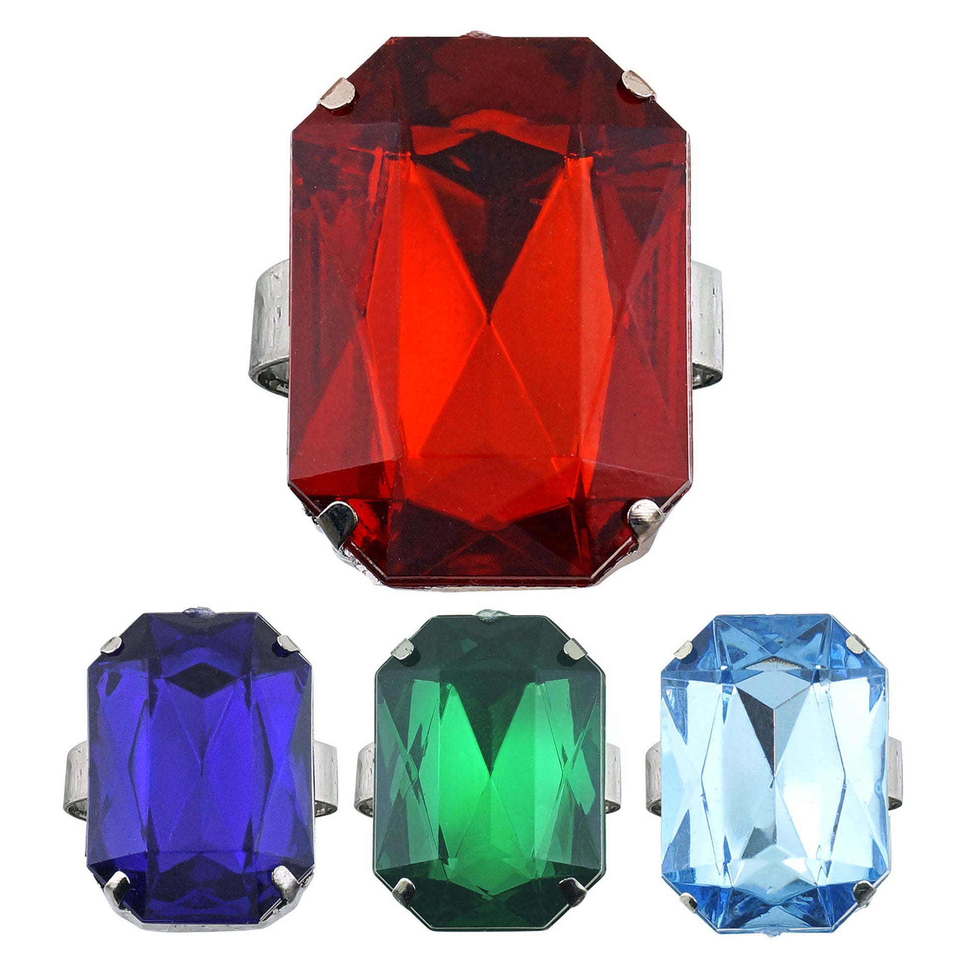 "MAXI RING MIT EDELSTEIN" sort. in4 Farben – Vorderansicht
