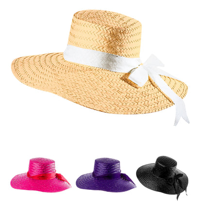 "MAYFAIR LADY STROHHUT MIT SCHLEIFE" 4 Farben sort – Vorderansicht