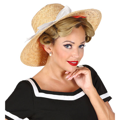 "MAYFAIR LADY STROHHUT MIT SCHLEIFE" 4 Farben sort – Detailansicht