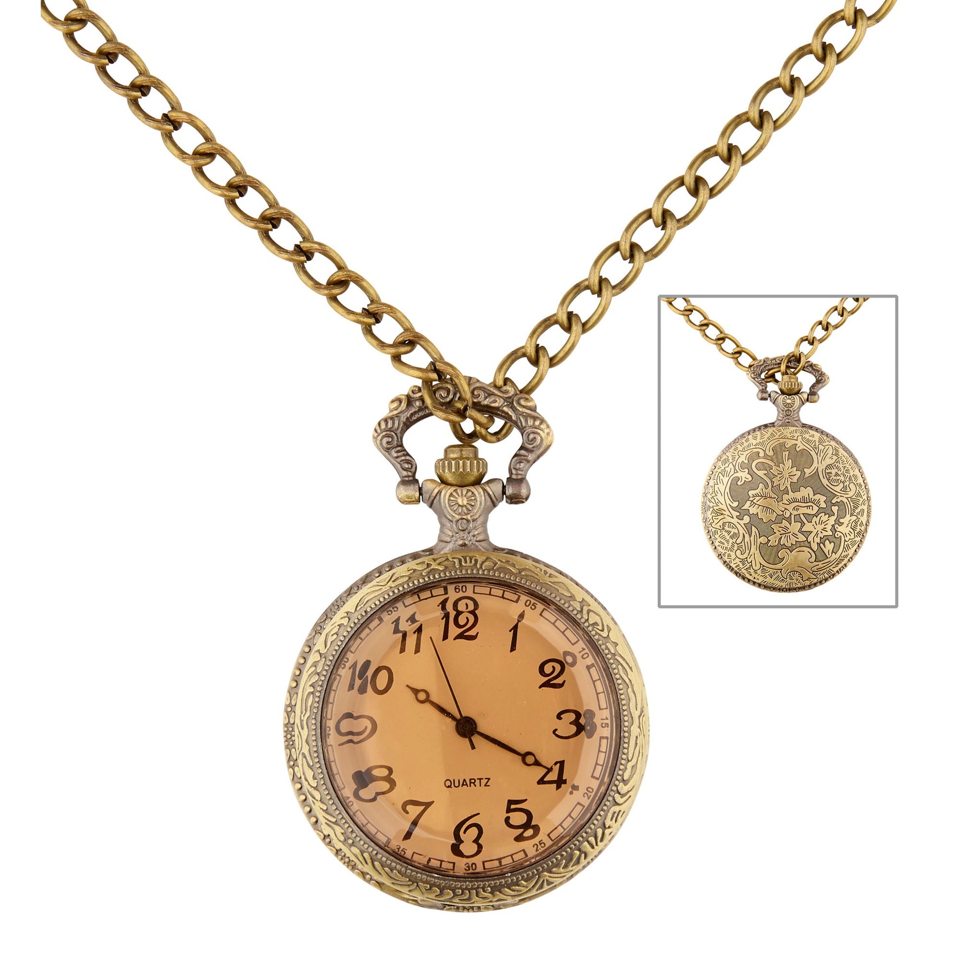 "MECHANISCHE TASCHENUHR AN HALSKETTE" – Vorderansicht
