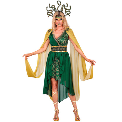 "MEDUSA" (Kleid, Gürtel, Brosche, Haarreif) – Vorderansicht