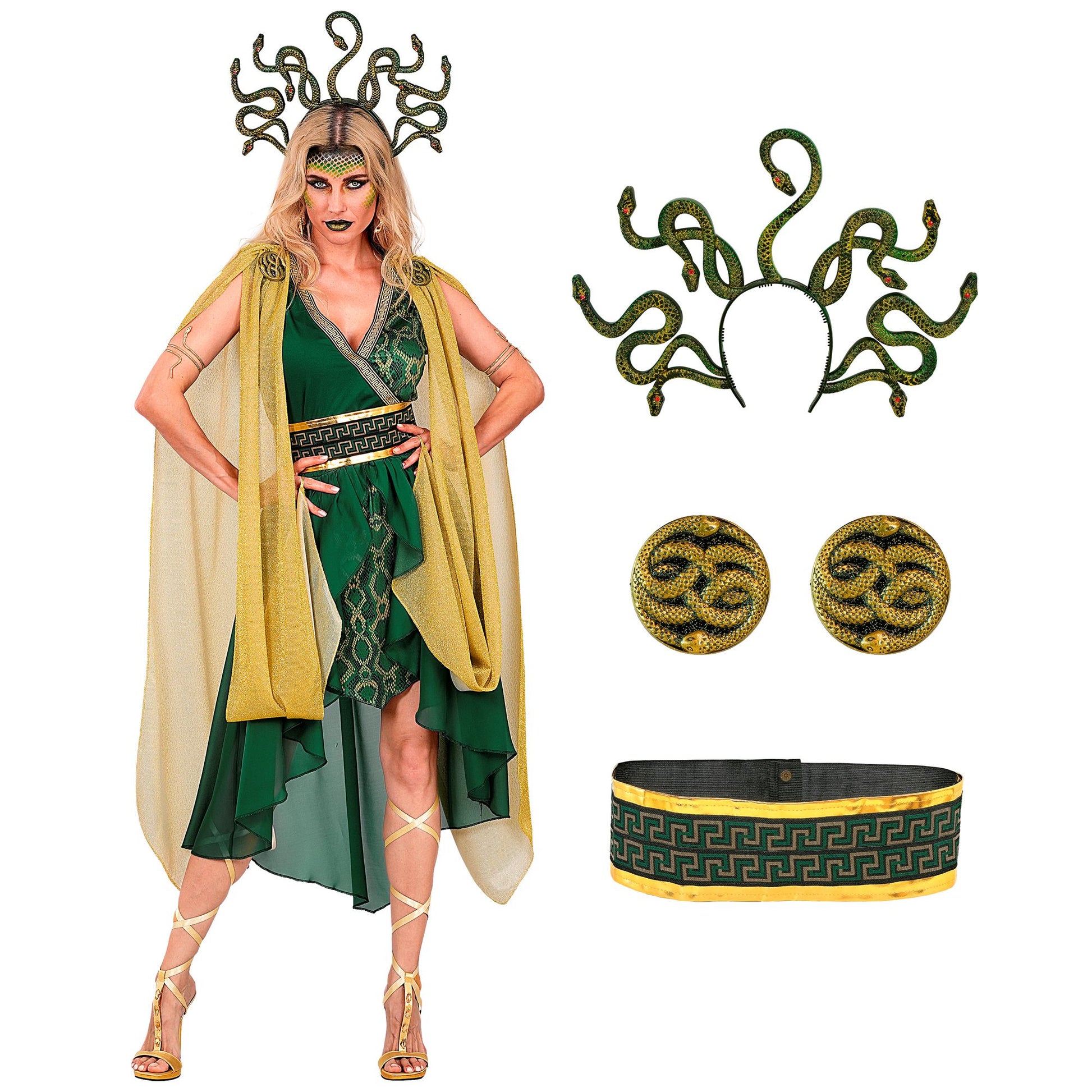 "MEDUSA" (Kleid, Gürtel, Brosche, Haarreif) – Detailansicht