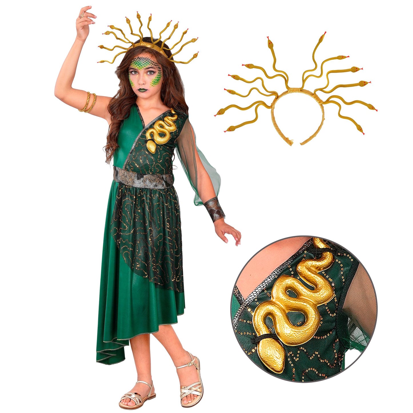 "MEDUSA" (Kleid, Haarreif) – Detailansicht