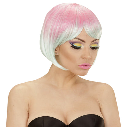 "MELANGE FASHION PERÜCKE PINK-TÜRKIS" in farbiger Box – Ansicht 3