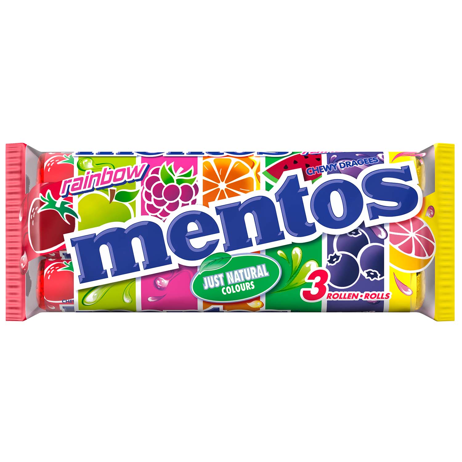 mentos Rainbow 3x37,5g Multipack Kaudragees mit Fruchtgeschmack – Detailansicht