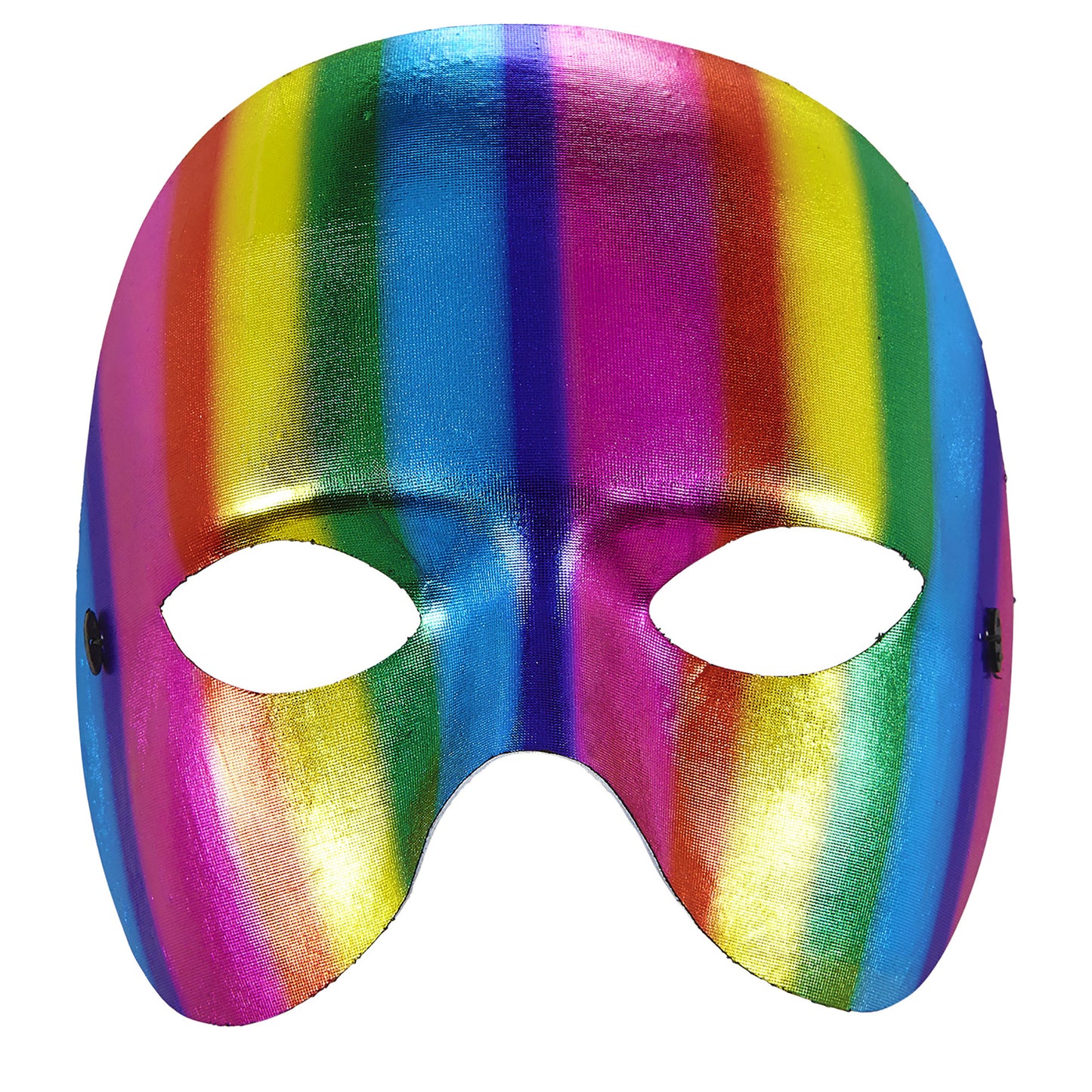 "METALLFARBENE UNISEX MASKE OHNE KINN IN REGENBOGENFARBE" – Vorderansicht