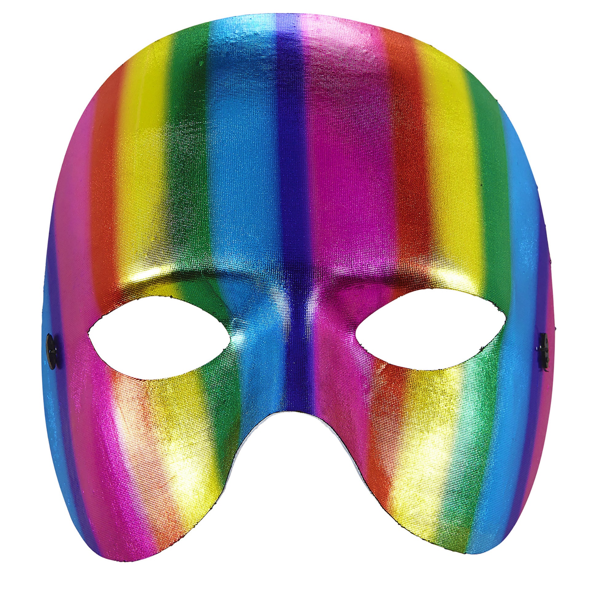 "METALLFARBENE UNISEX MASKE OHNE KINN IN REGENBOGENFARBE" – Vorderansicht