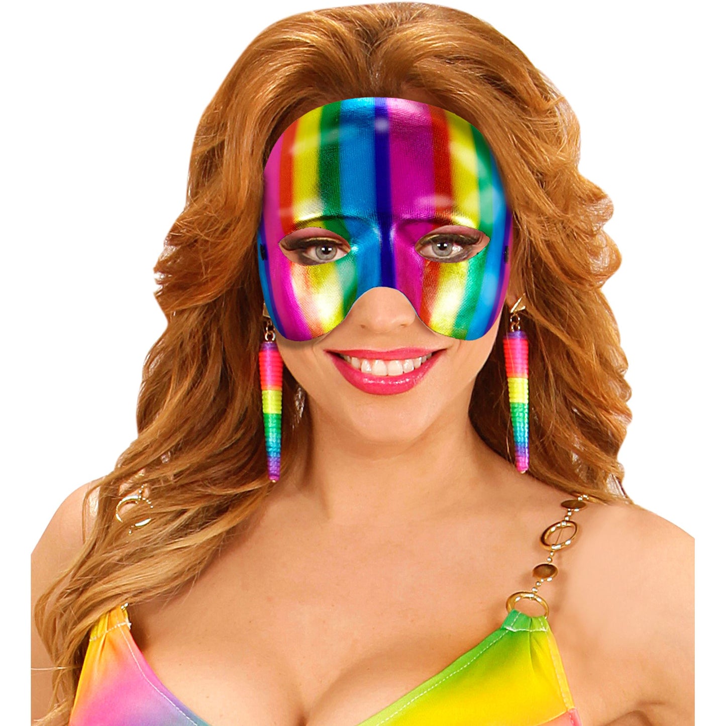 "METALLFARBENE UNISEX MASKE OHNE KINN IN REGENBOGENFARBE" – Ansicht 3