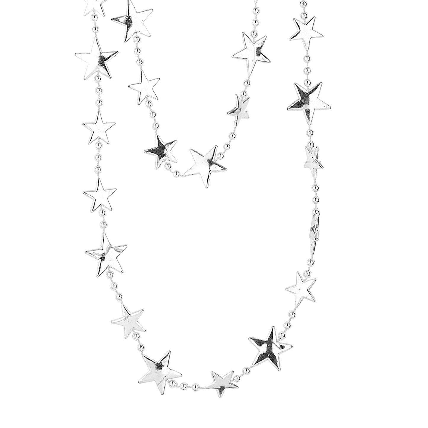 "METALLIC-SILBER STERNENKETTE " 210 cm – Vorderansicht
