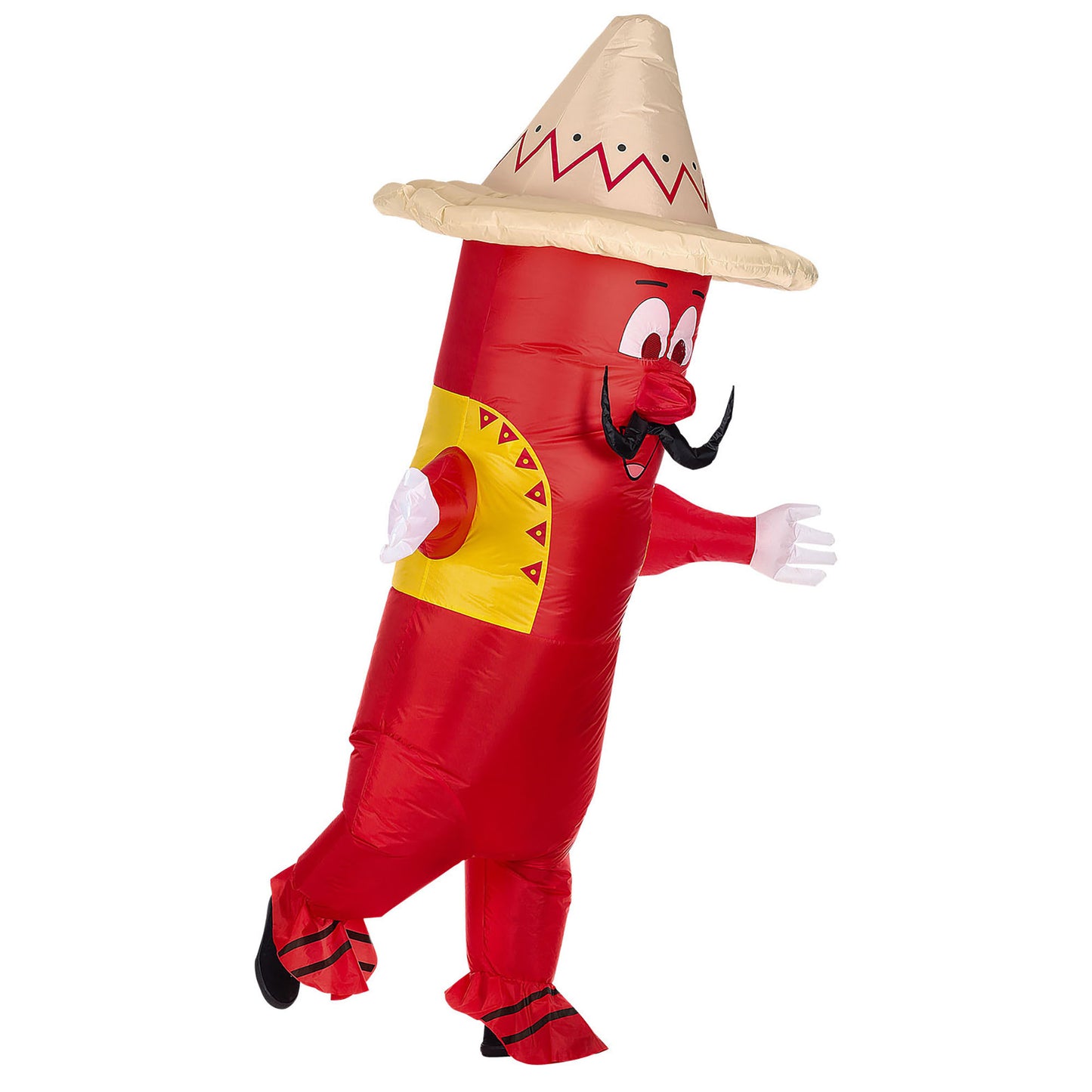 "MEXIKANISCHE CHILI" (aufblasbares Kostüm m. integriertem Gebläse & Maske mit Sombrero) – Ansicht 3