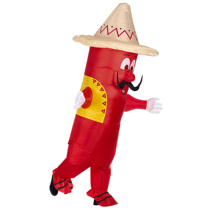 "MEXIKANISCHE CHILI" (aufblasbares Kostüm m. integriertem Gebläse & Maske mit Sombrero) – Ansicht 3