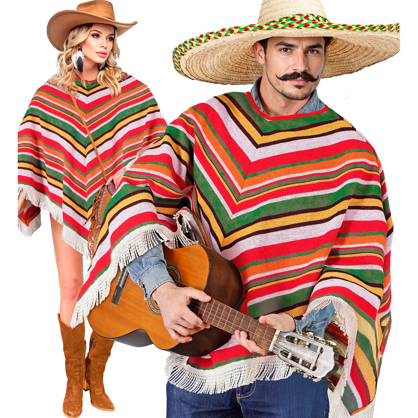 "MEXIKANISCHER PONCHO" aus Canvas Baumwolle – Vorderansicht