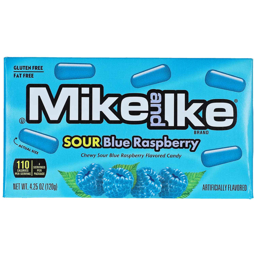 Mike and Ike Sour Blue Raspberry 120 g Kaudragees Packung