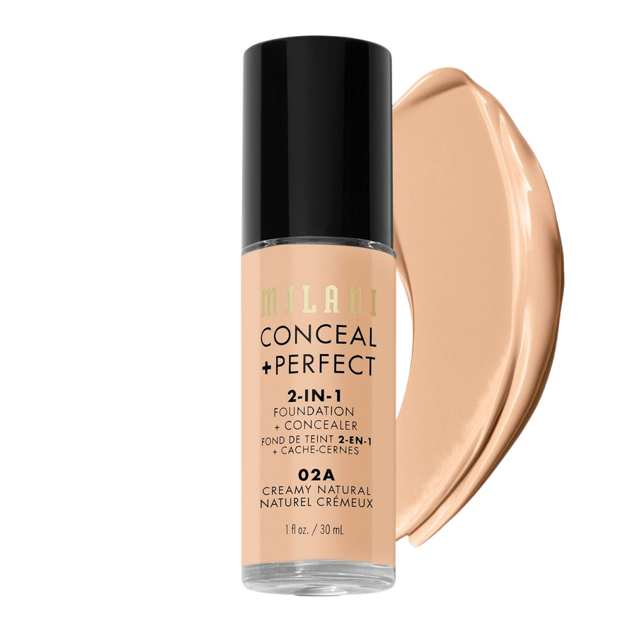 Milani Milani, Conceal + Perfect, Flüssige Grundierung & Concealer 2-in-1, 02A, Creamy Natural, 30 ml Regular