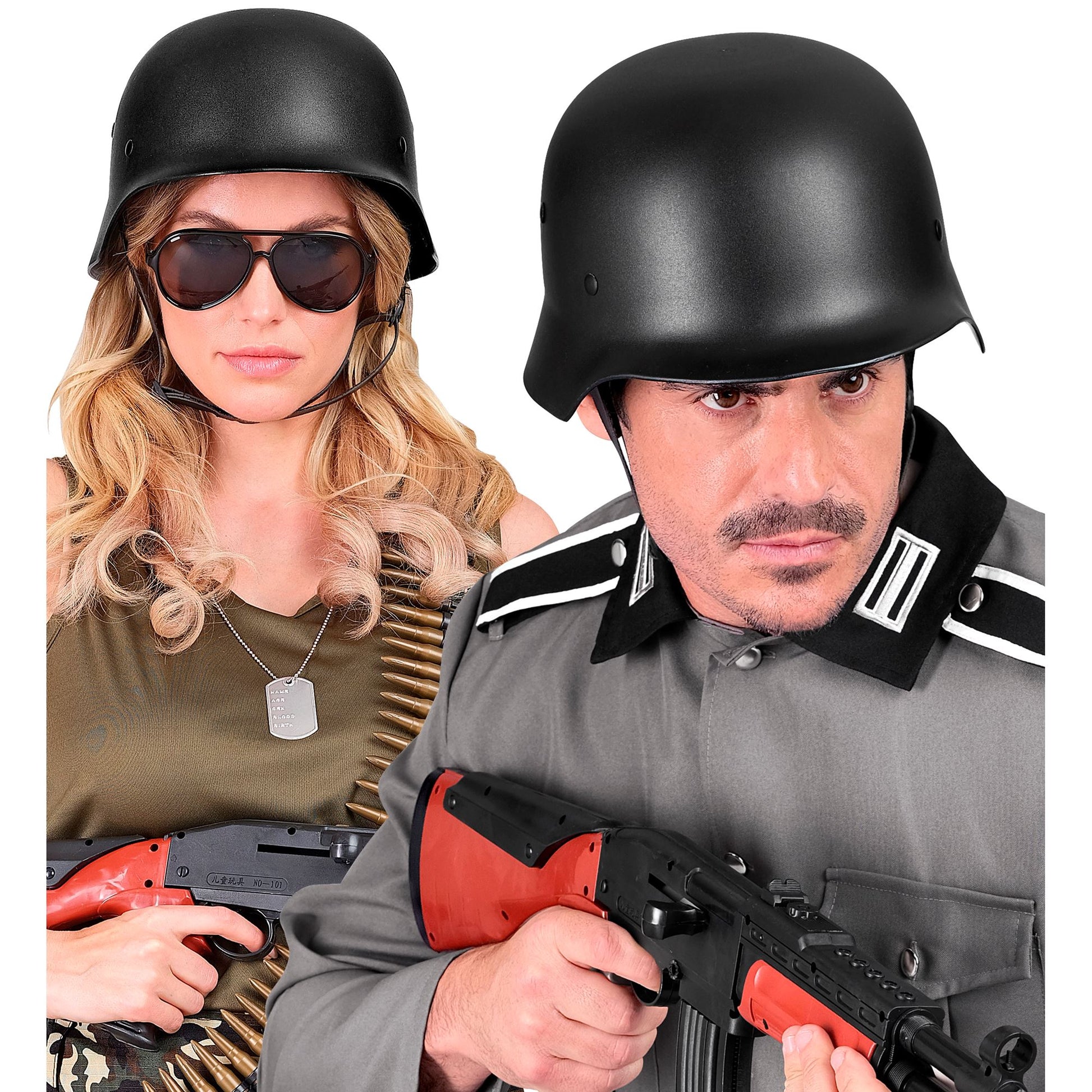 "MILITÄRELM SCHWARZ" aus Hartplastik - Erwachsenengröße – Ansicht 4