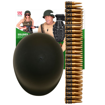 "MILITÄRSET" (Helm, Gürtel 96 Kugeln, Handbombe) – Ansicht 3