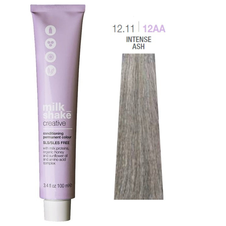 Milk Shake, Creative, Ohne SLS/SLES, Permanente Haarfarbe, 12.1112AA Intense Ash, 100 ml