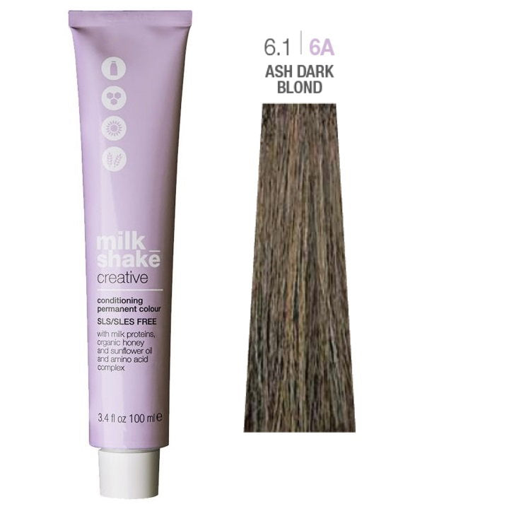Milk Shake Creative permanente Haarfarbe 6.16A Asch-Dunkelblond 100 ml