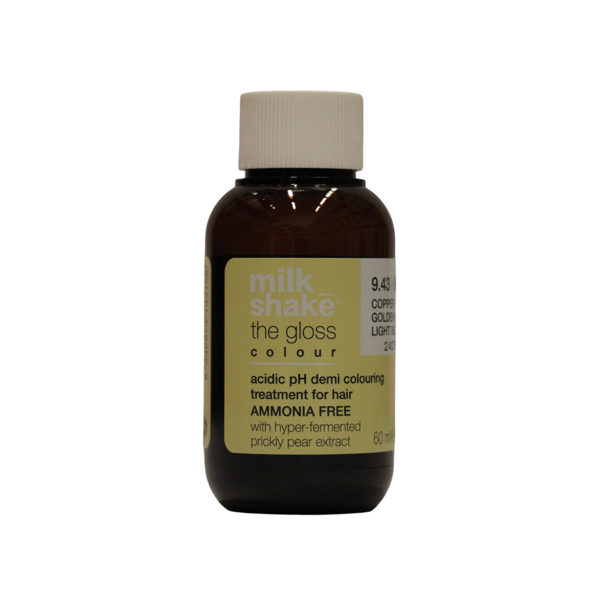 Milk Shake, The Gloss Acidic pH, Demi-permanente Haarfarbe, 9.43 Biondo Chiarissimo Rame Dorato, 60 ml