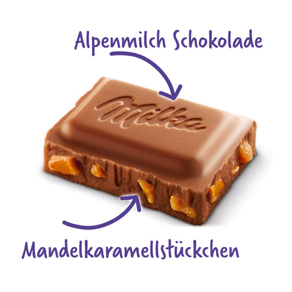Milka Daim 100 g Alpenmilch Schokolade mit Mandel-Karamell-Stückchen