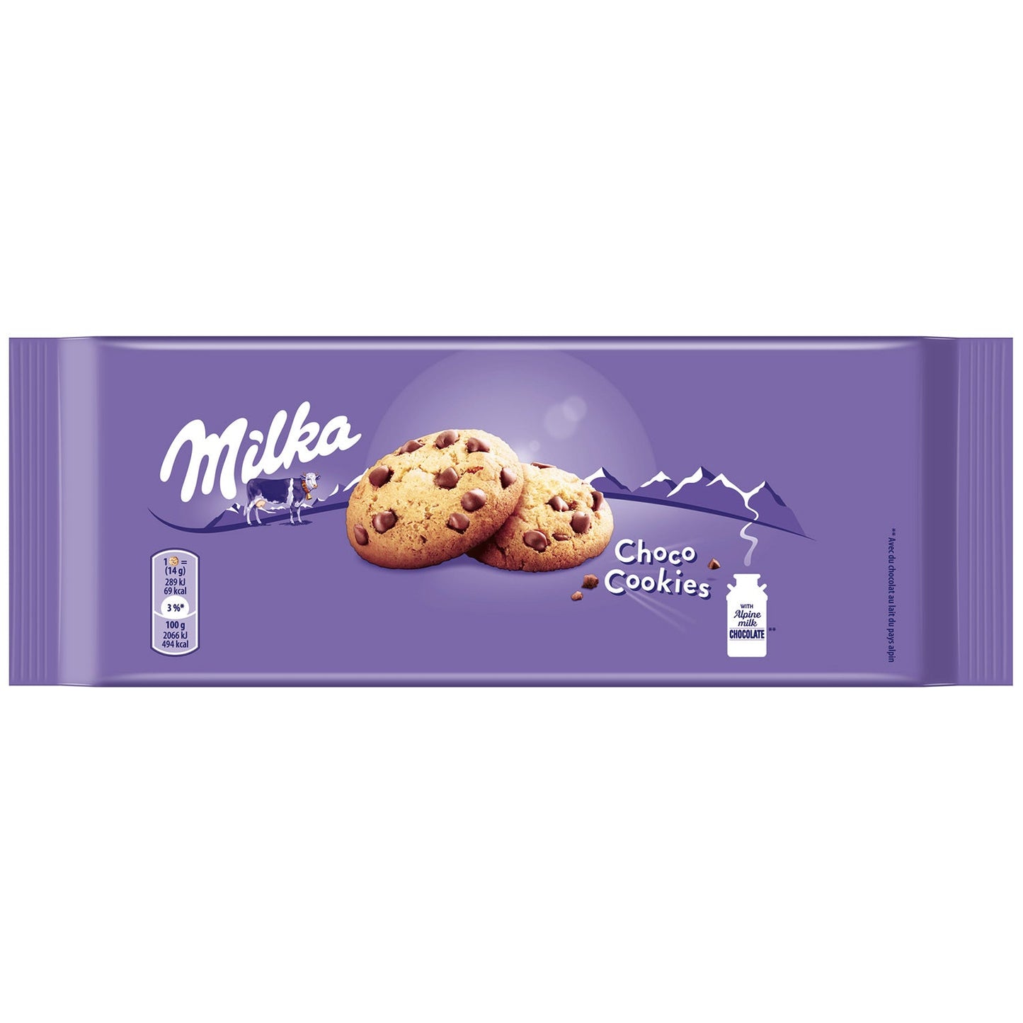 Milka Keks mit Schokoladestückchen Cookie & Choco 135g – Seitenansicht