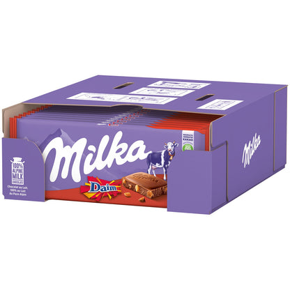 Milka Daim 100 g Alpenmilch Schokolade mit Mandel-Karamell-Stückchen