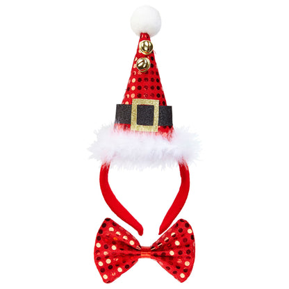 "MINI WEIHNACHTSMANNHUT MIT GLÖCKCHEN UND FLIEGE" – Vorderansicht