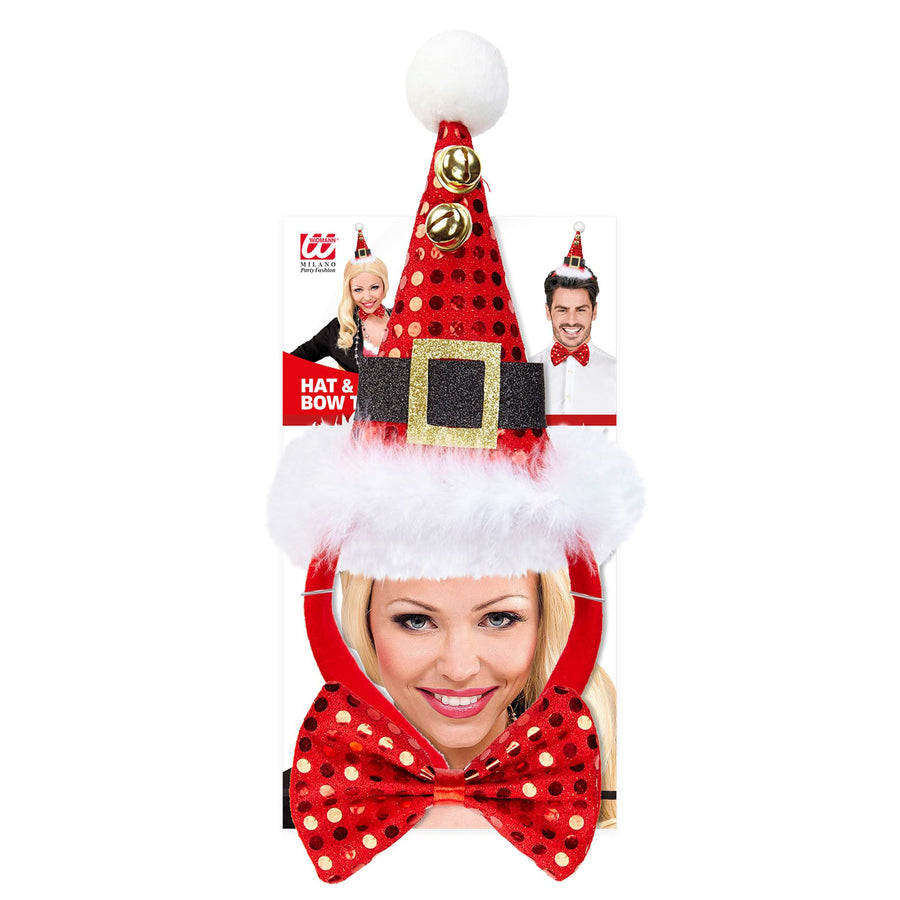 "MINI WEIHNACHTSMANNHUT MIT GLÖCKCHEN UND FLIEGE" – Detailansicht