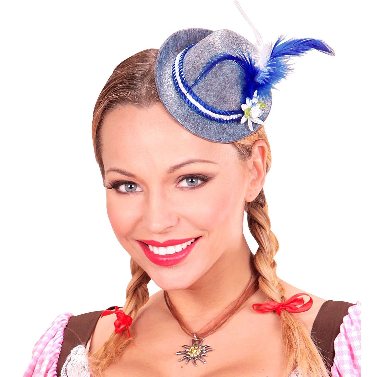 "MINIFEDORA BAYRISCH MIT EDELWEISS & FEDERN" Filz – Ansicht 3