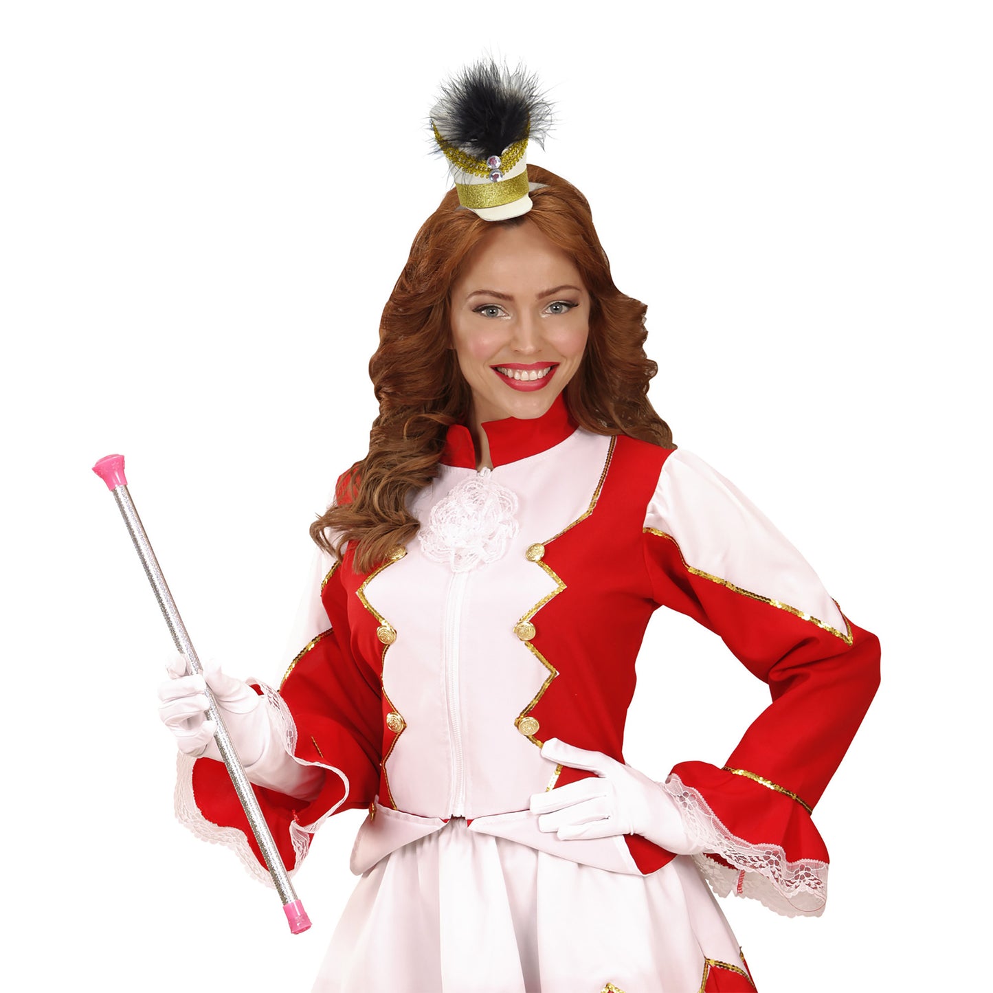 "MINIHUT MAJORETTE MIT JUWEL & FEDERN UND " 2 Farben sortiert – Ansicht 3