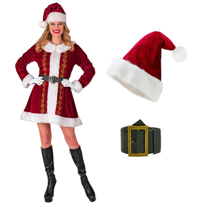"MISS CLAUS" (Kleid, Gürtel, Hut) – Detailansicht