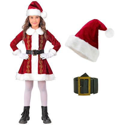 "MISS CLAUS" (Kleid, Gürtel, Hut) – Detailansicht